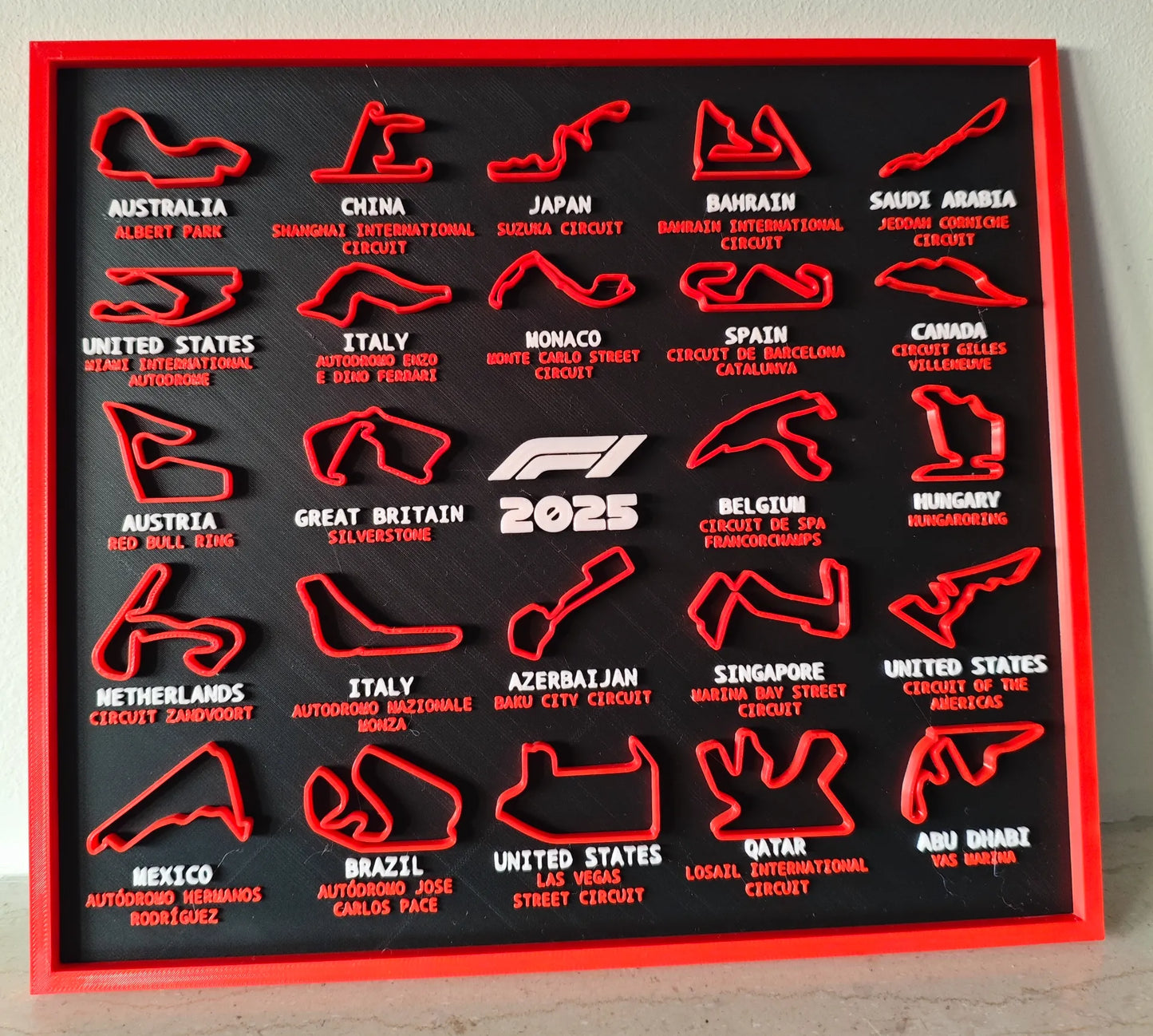 3D-Printed F1 Track Calendar β Full Season Set π