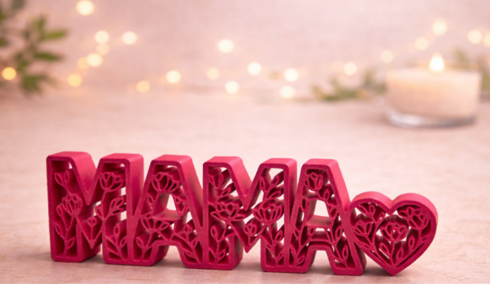 "MAMA" Floral Heart Display – 3D Layered Botanical Wall & Tabletop Art | Elegant Mother’s Day Home Decor