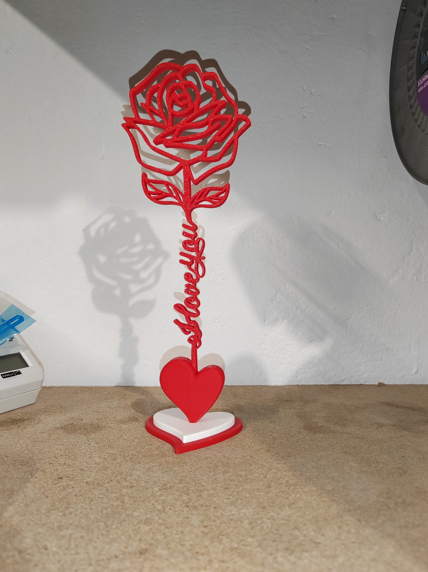 Valentine Rose with Stem "I love you"