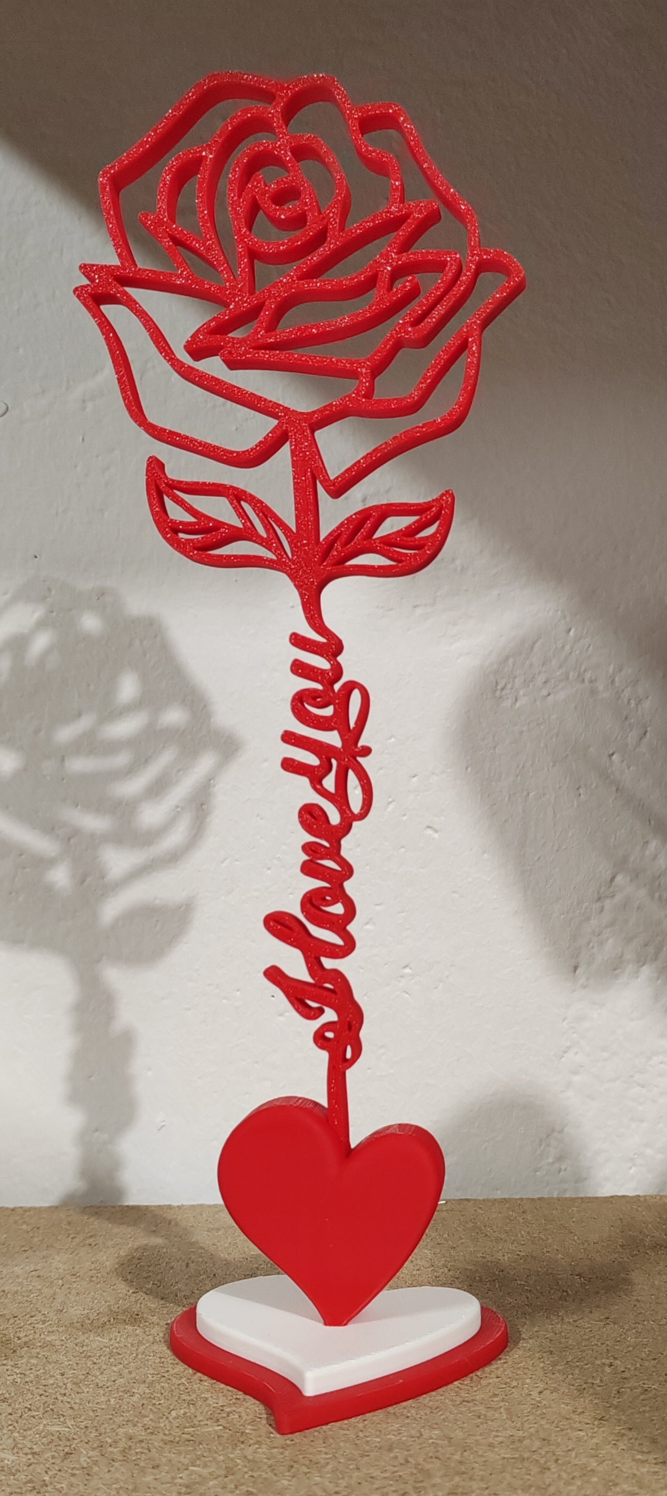Valentine Rose with Stem "I love you"