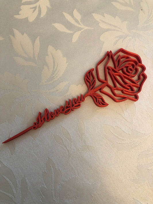 Valentine Rose with Stem "I love you"