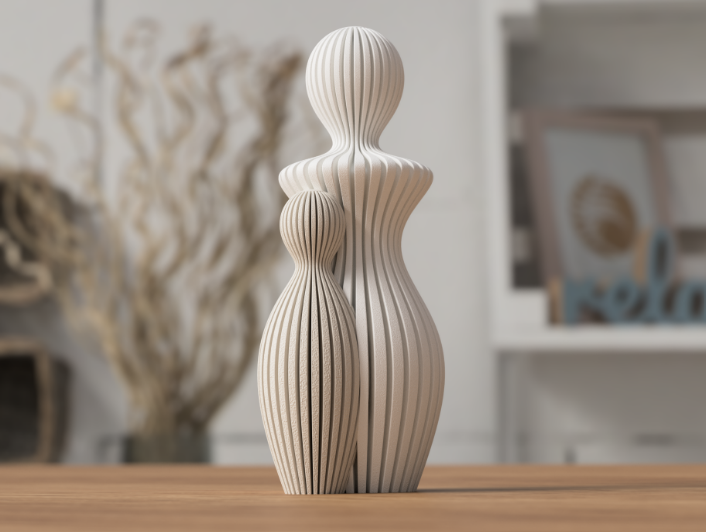 Motherhood Bond Statues – Handcrafted 3D Minimalist Figurines (1-4 Children) | Personalized Family Keepsake & Home Decor