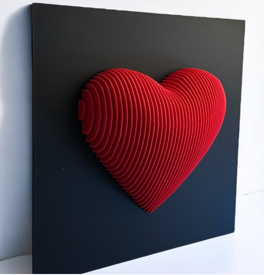 Infinite Layered Heart Sculpture – 3D Geometric Love Ornament & Desktop Art | Modern Symbolic Gift for Mom