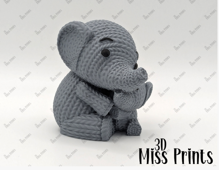 "Nurturing Love" Knitted-Look Elephant Duo – 3D Textured Mother & Baby Sculpture | Heartwarming Family Keepsake & Nursery Decor