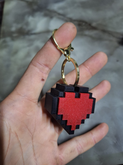 Pixel Gaming Heart Mechanical Switch Clicker Keychain – 3D Printed Retro Block Life Bar Fidget Toy – Cute Gamer Bag Charm, ASMR Stress Relief Desk Toy & Novelty Gift for Gamers