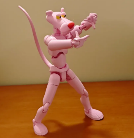 Fully Articulated Pink Panther 3D Print Model – Dummy 13 Character Remix