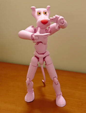 Fully Articulated Pink Panther 3D Print Model – Dummy 13 Character Remix