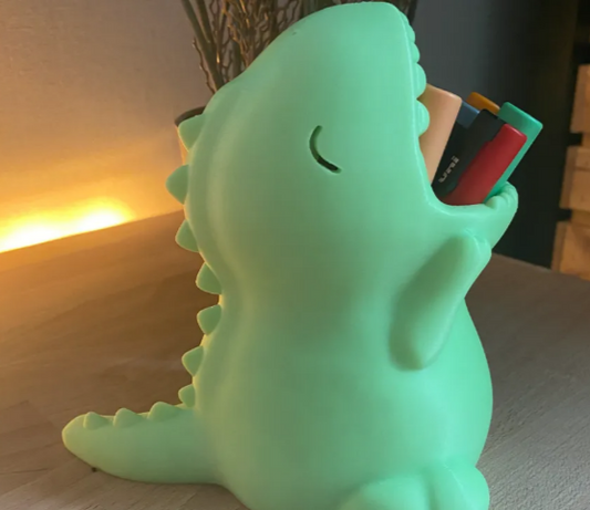 Chomping T-Rex Pen Stand: Adorable Dinosaur Desktop Organizer