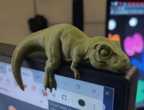 Sleeping T-Rex Monitor Sitter – 3D Printed Dinosaur Desk Pet & Screen Decor