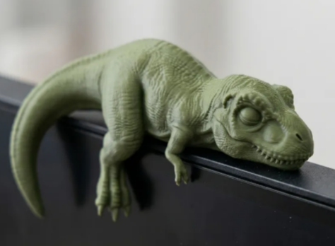 Sleeping T-Rex Monitor Sitter – 3D Printed Dinosaur Desk Pet & Screen Decor