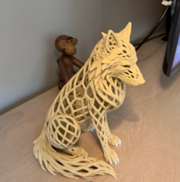 Mystical Elegance Voronoi Wolf: Intricate 3D Printed Art Piece