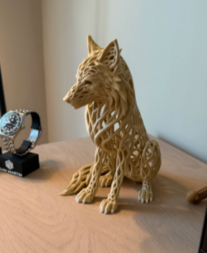 Mystical Elegance Voronoi Wolf: Intricate 3D Printed Art Piece