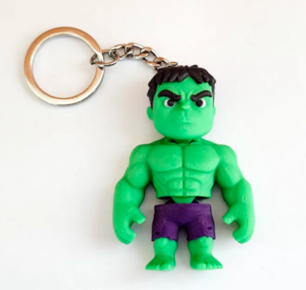 3D Printed Articulated Green Superhero Keychain – Flexi Muscle Hero Charm
