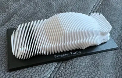 🏎️ 3D Printed Porsche-Inspired Turbo Layered Sculpture 🖤