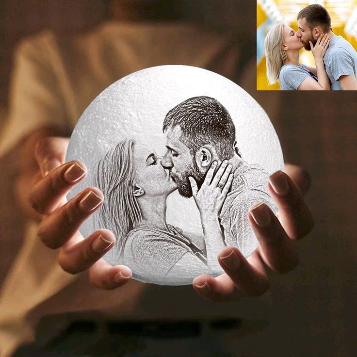 Personalized Lithophane Photo Moon Lamp